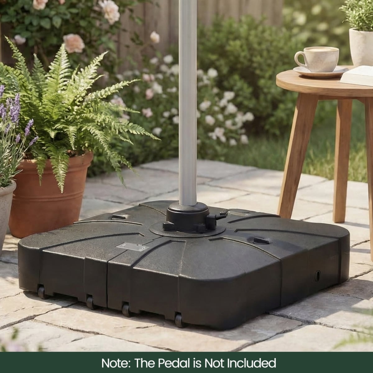 NP12959DK Outdoor Cantilever Umbrella Base Square Water & Sand Fillable Base - Black - 34 in.