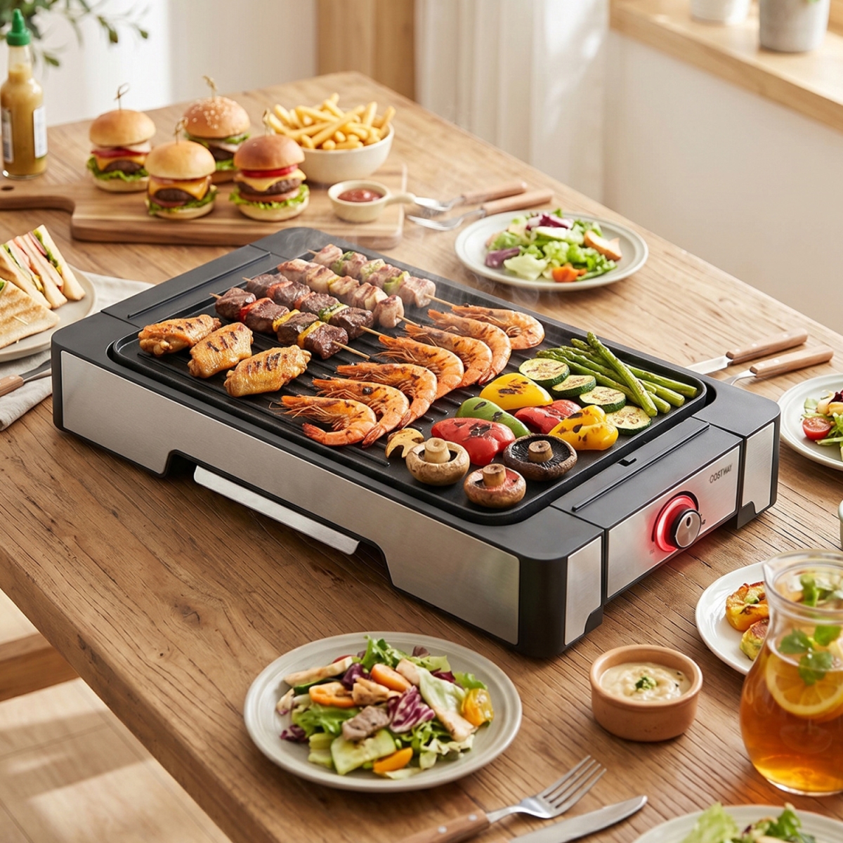 ES10657US 2300W Electric Griddle with Nonstick Die Cast Aluminum Cooking Surface - Black