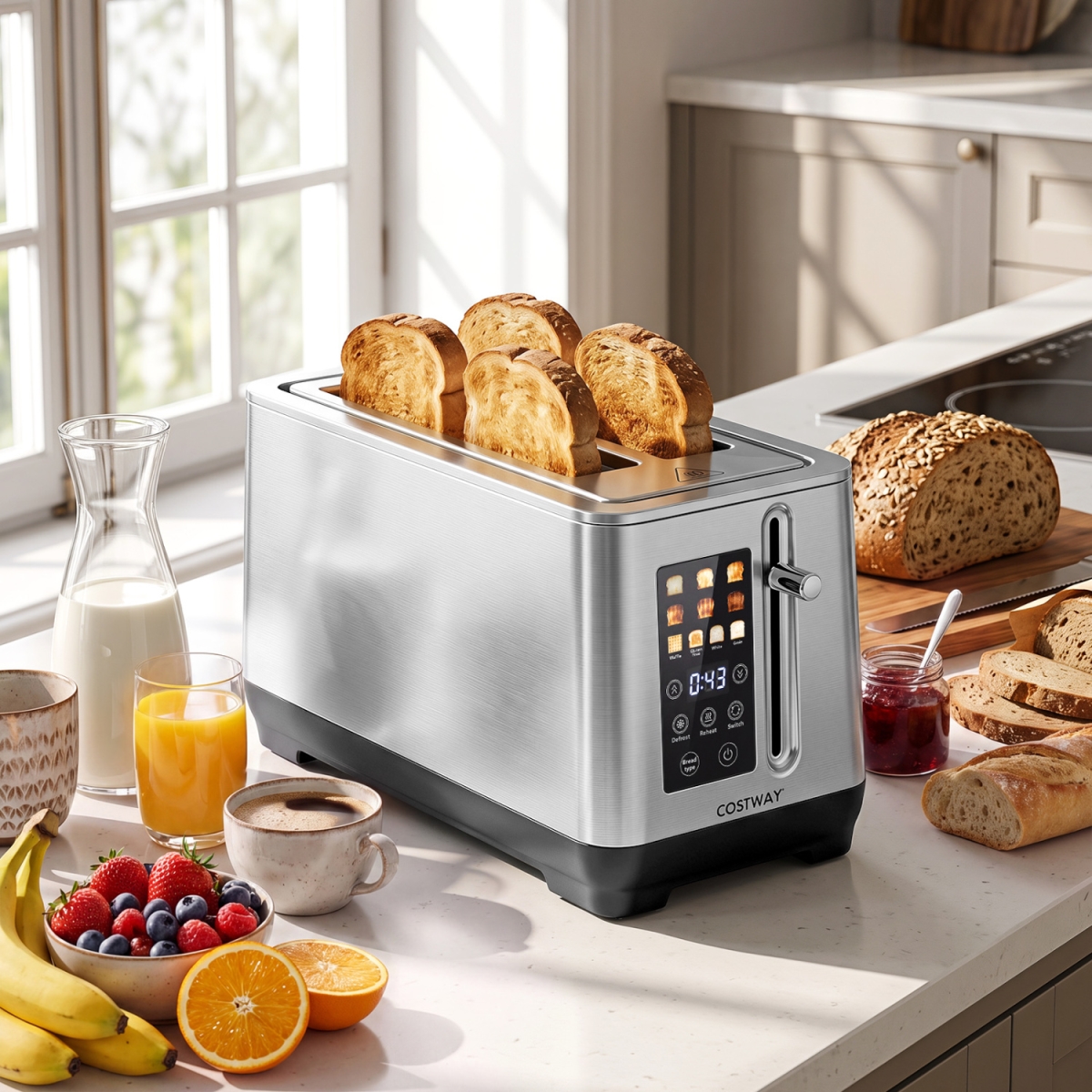 ES10771US-SL 4 Slice Toaster with 6 Browning Levels & 4 Bread Types - Silver
