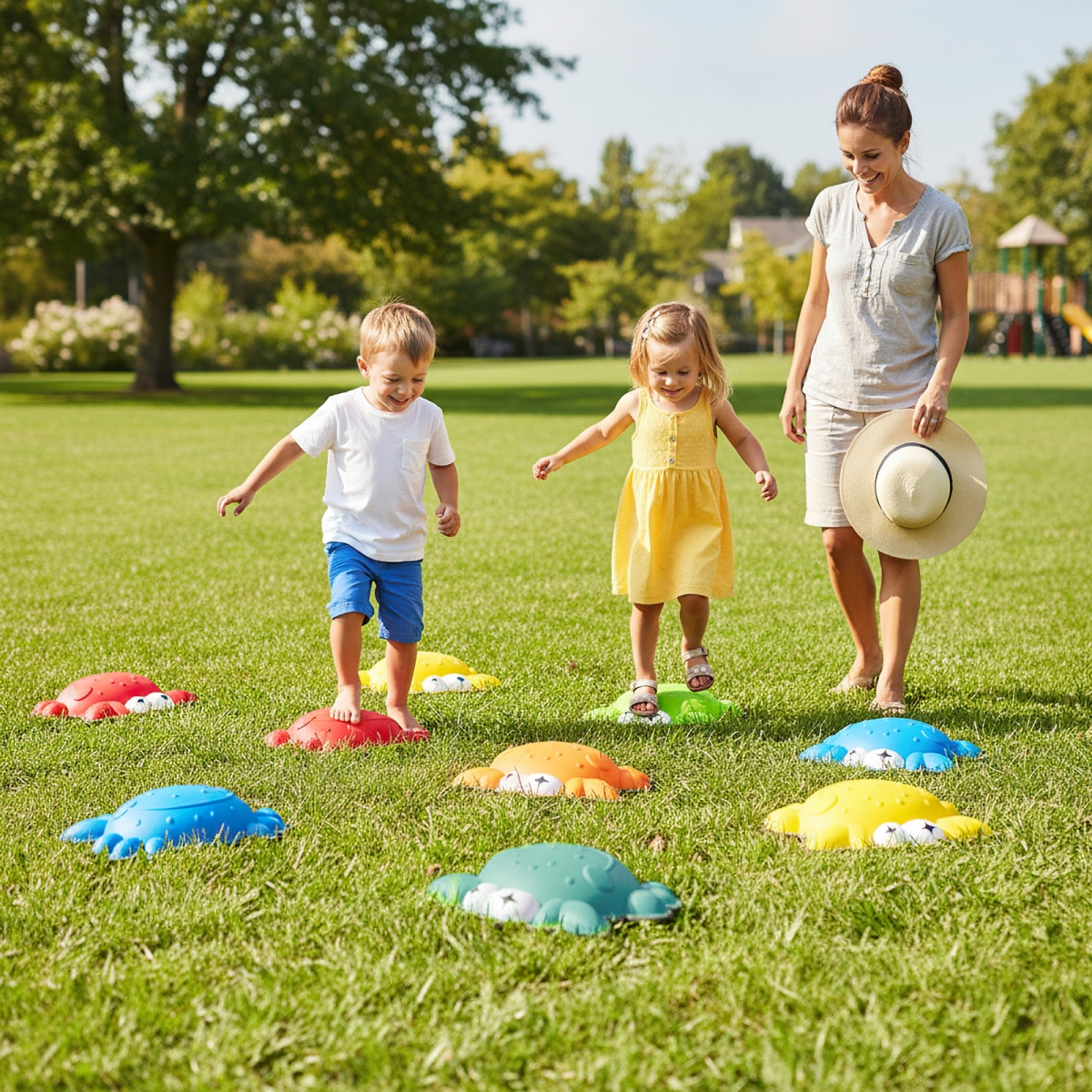 UY10118CS Stepping Stones for Kids Non-Slip Toddler Stepping Stones Balance Sensory Toys - Multi Color - 9 Piece