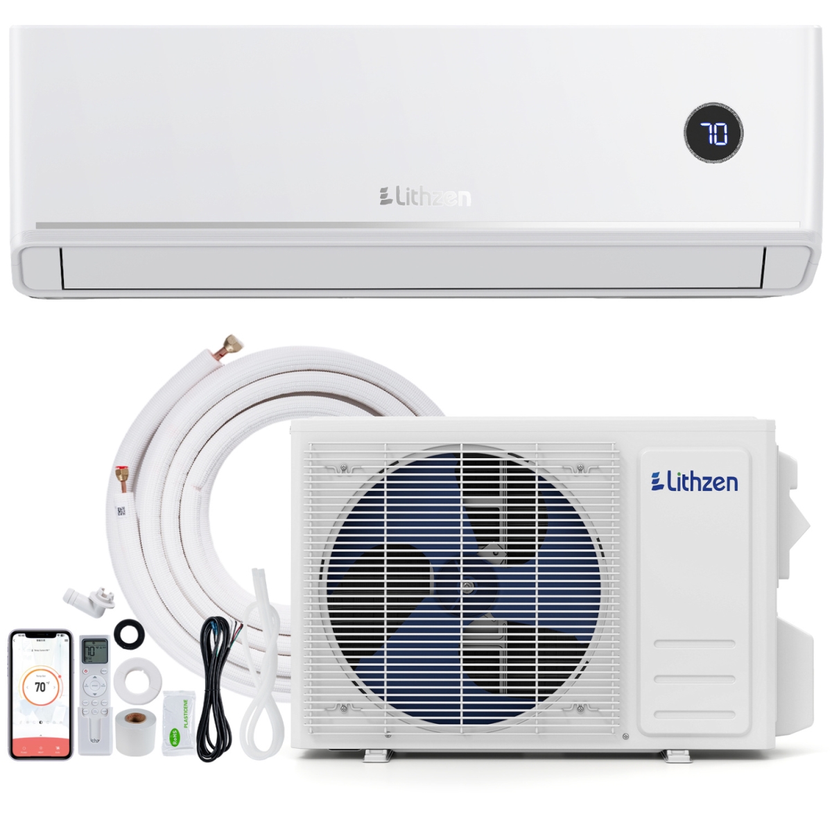 SPFP11062US-WH- 18.1 SEER2 115V 12000 BTU Mini-Split Air Conditioner - Works with Alexa - Cooling & Heating for Year-Round Comfort