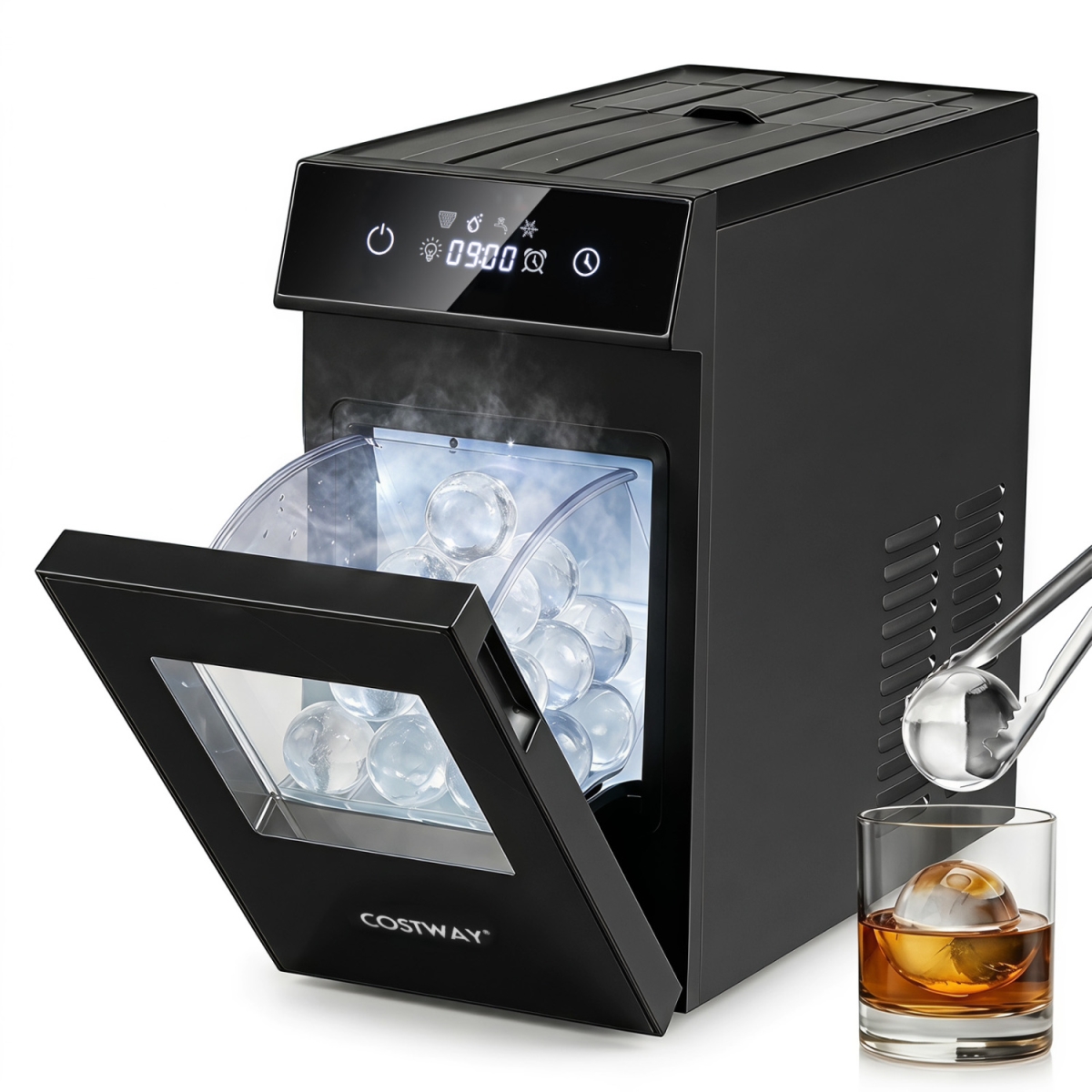 ES10686US-BK 2 in. Ice Ball Maker Countertop with Self-Cleaning & 8H Timer - Black