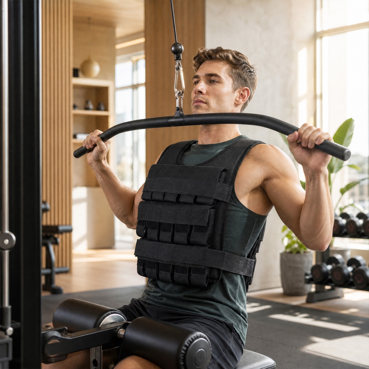 FH10198DK Adjustable Weighted Vest for Men & Women with Removable Iron Weights - 44 lbs - Small