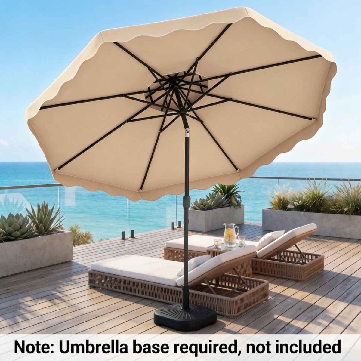 NP13312BE 9 ft. Patio Umbrella with Push Button Tilt & Crank - Beige