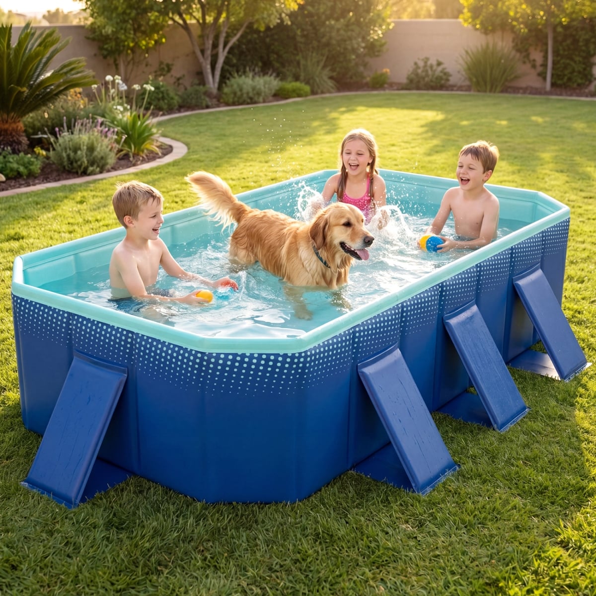 NP13380NY Non-Inflatable Portable Around Ground Swimming Pool with 8 Support Panels - Navy
