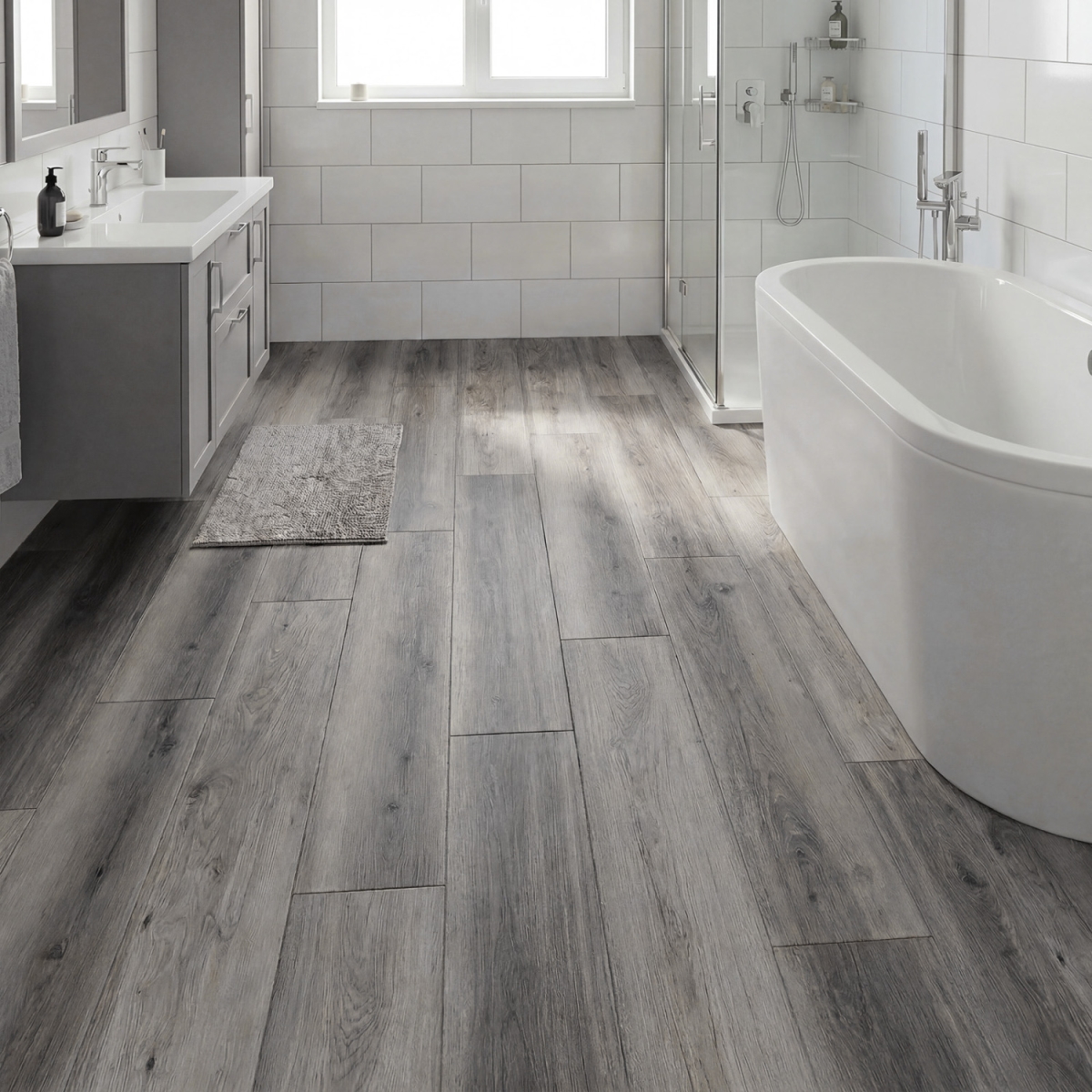 GX10010GR Waterproof Vinyl Plank Flooring Tile Mat - Gray