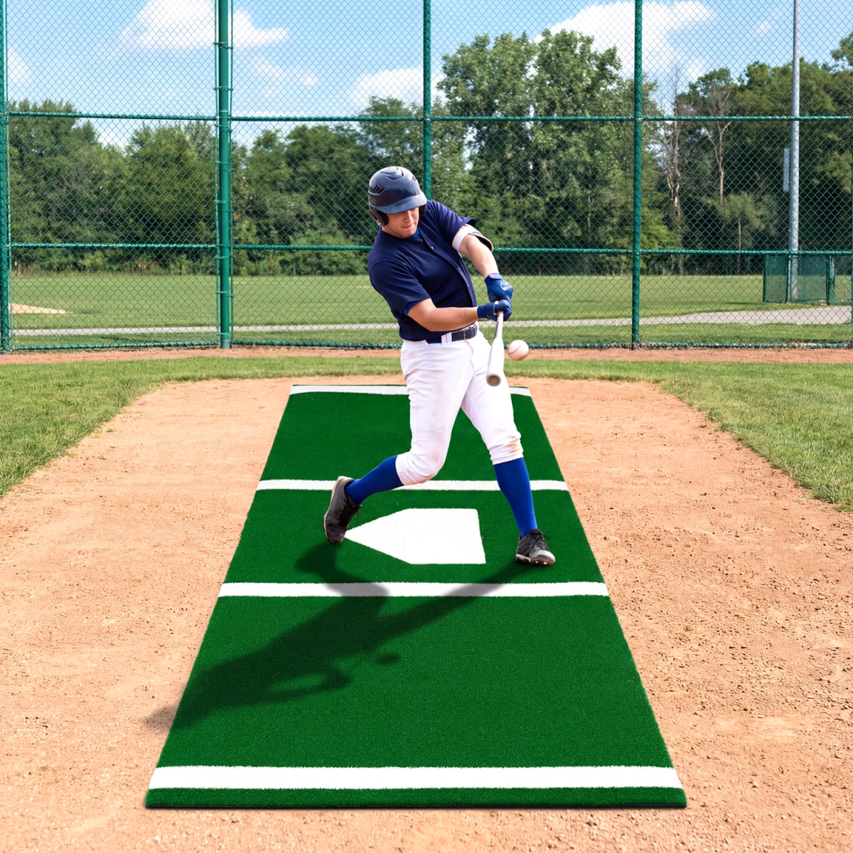 SP38690GN 10 x 3.8 ft. Baseball & Softball Hitting Mat with Home Plate - Green