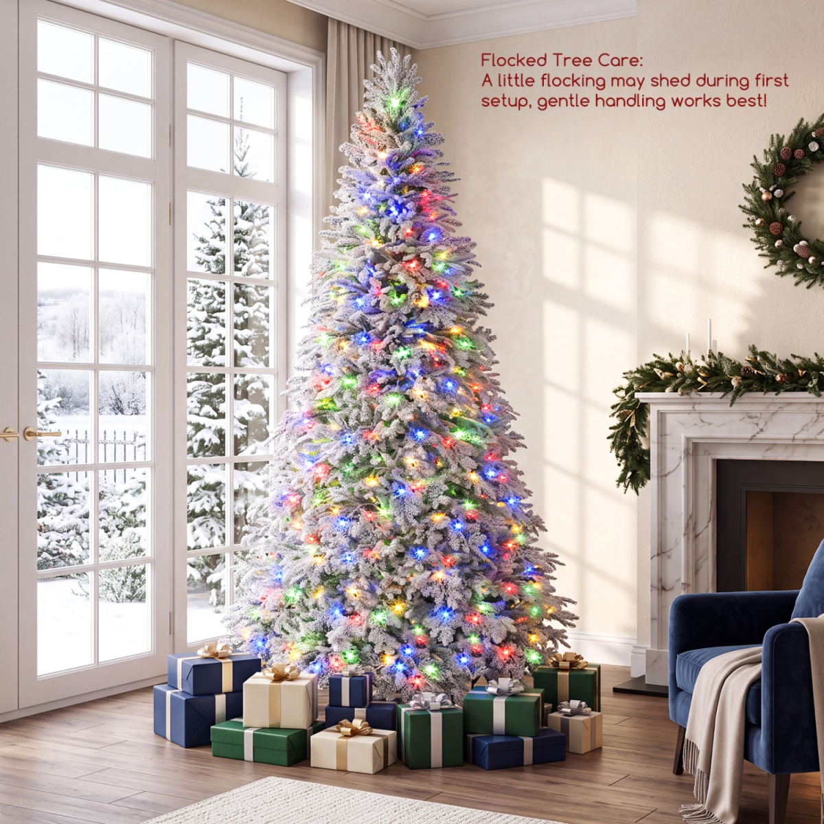 CM25646US-L 7 ft. Pre-Lit Artificial Christmas Tree with Warm White & Multi Color LED Light