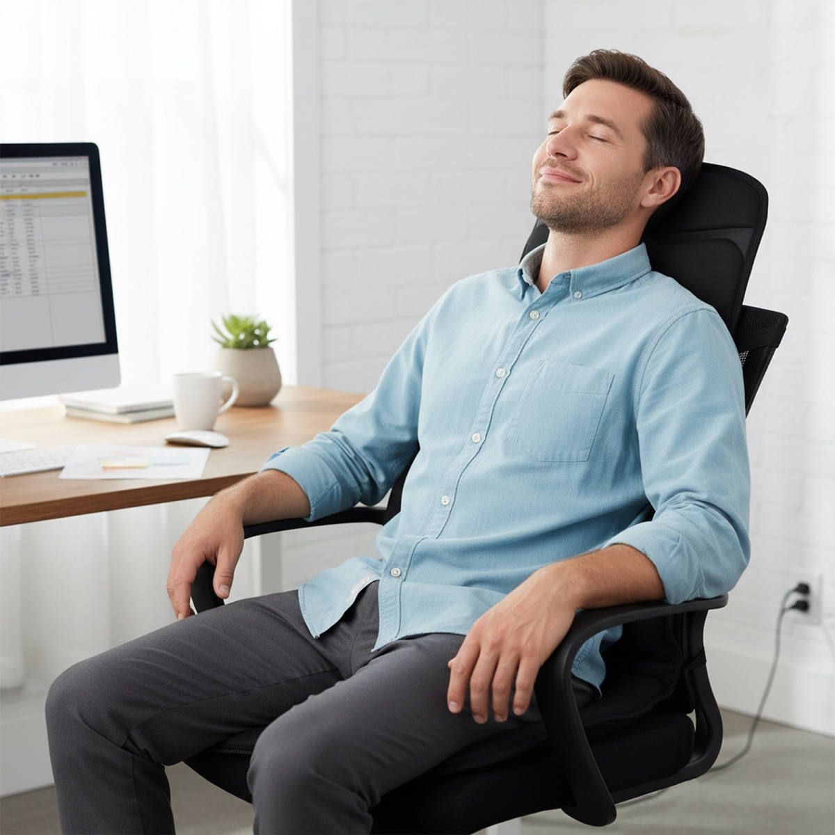 JS10050BK Back Massager Seat Cushion with Heat & 10 Vibration Motors for Pain Relief - Black