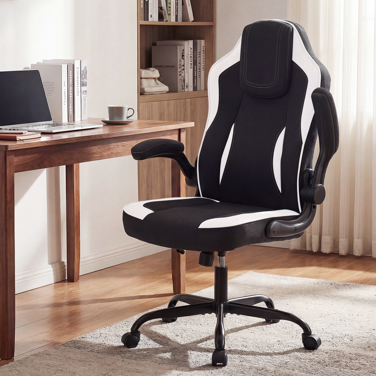 CB11070BK Ergonomic Computer Office Chair with 90 Deg Flip-Up Armrests - Black