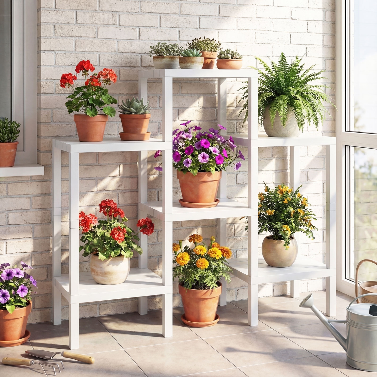 JZ10424WH 6-Tier Plastic Modular Storage Shelves for Living Room & Kitchen - White