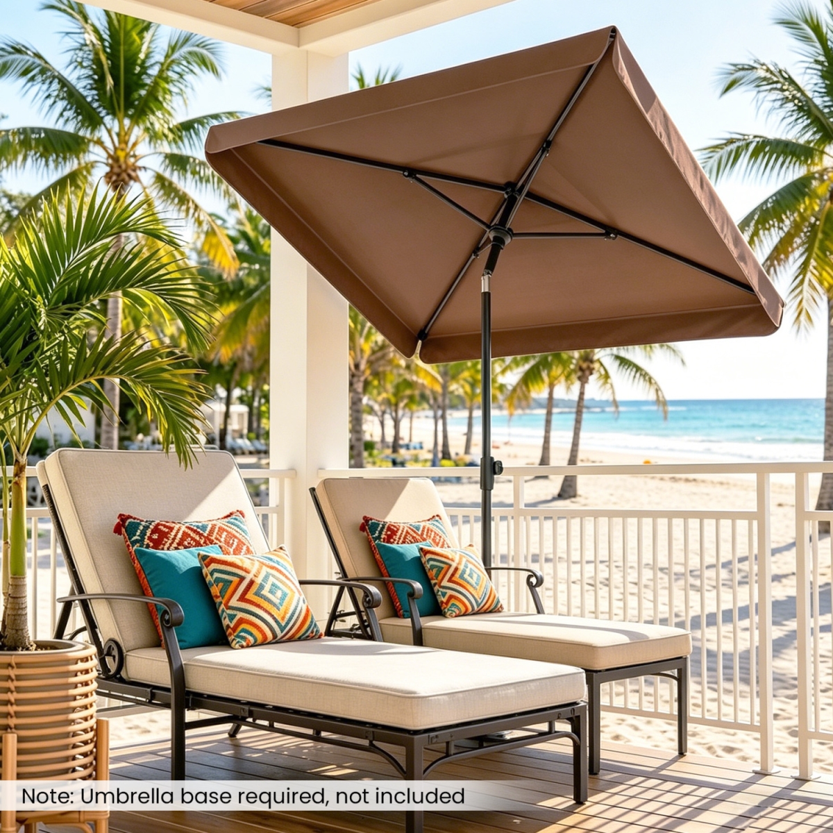 NP13321CF 6.5 x 4.3 ft. Rectangular Outdoor Balcony Umbrella with Tilt Adjust Button - Brown