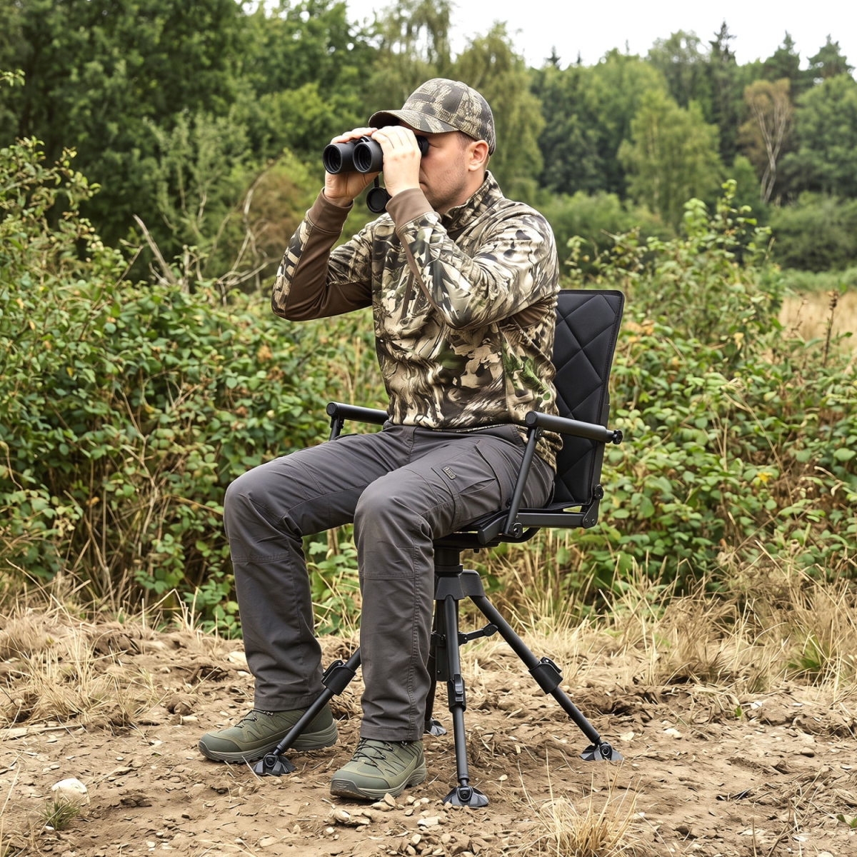 NP13538HS 360 Deg Silent Swivel Hunting Seat with 5-Level Adjustable - Black