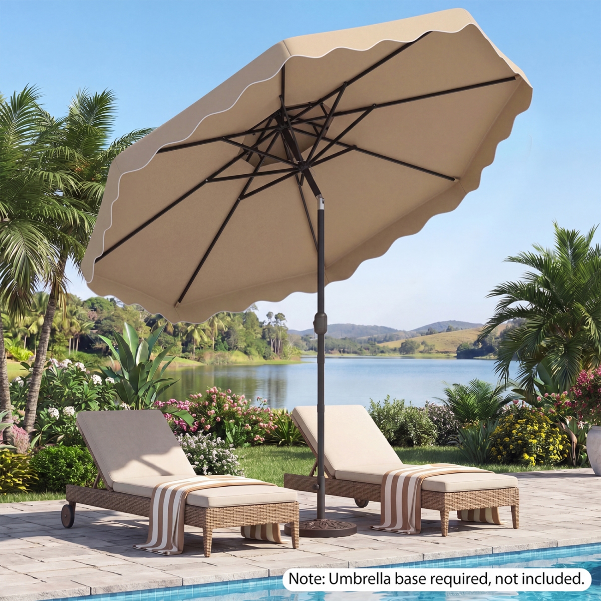 NP13311BE Patio Umbrella with Push Button Tilt & Crank - Beige - 10 ft.