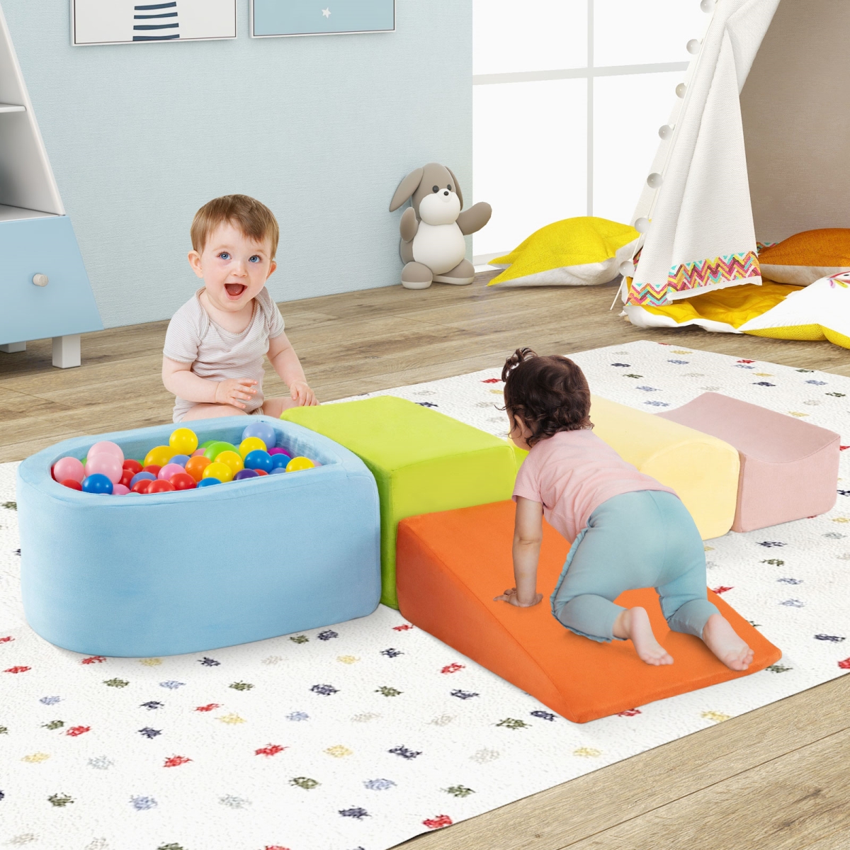 TP10267CL Climb & Crawl Playset with Ball Pit for Kids - Multi Color - 5 Piece