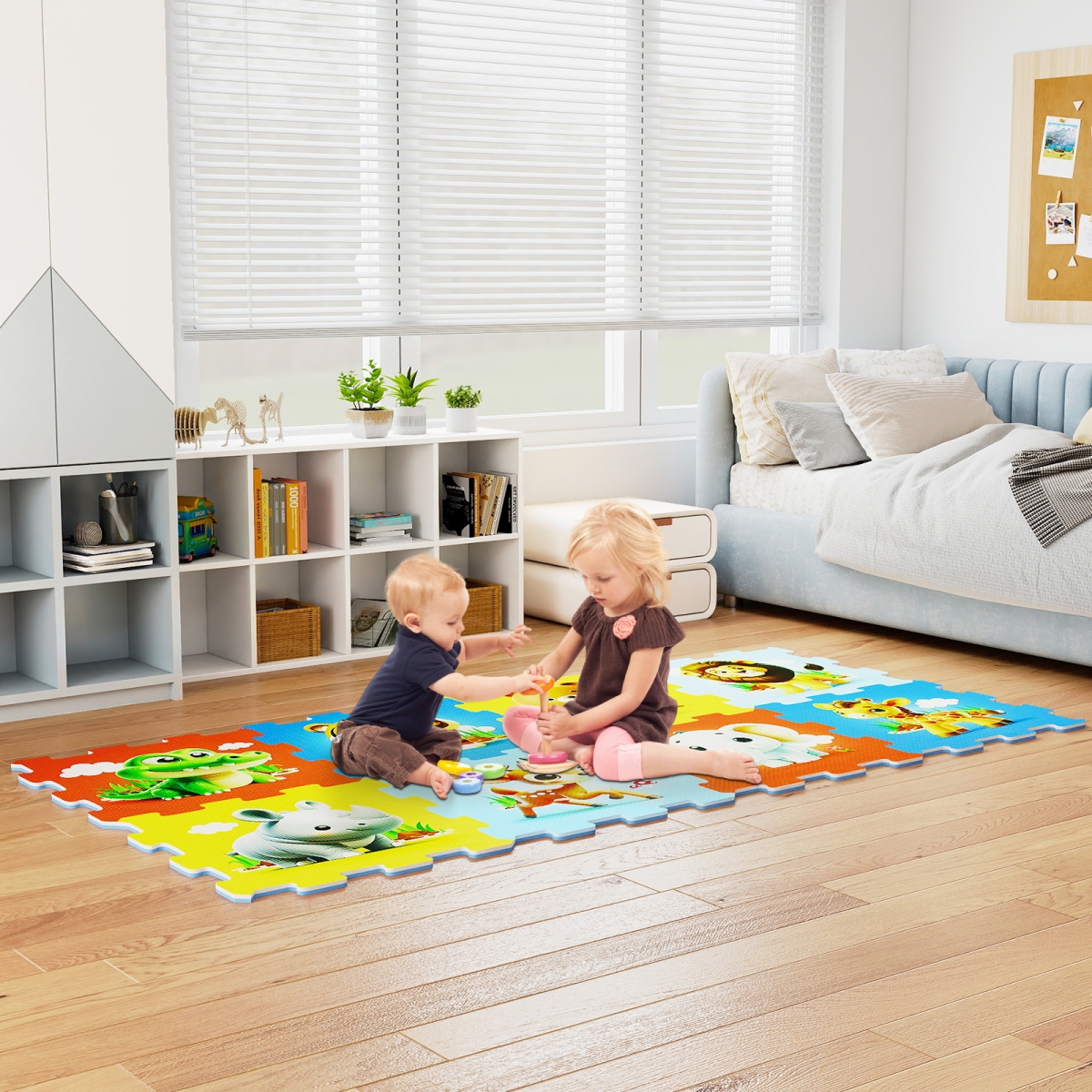 TY363393 Educational Animal Interlocking Baby Play Mat - Colorful - 8 Piece