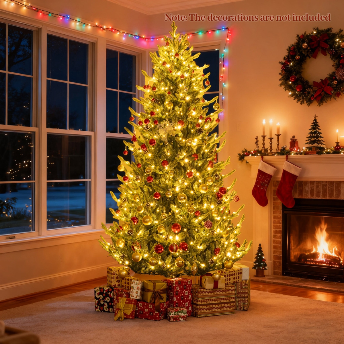 CM25526US-L Pre-Lit Artificial Christmas Tree with Multicolored LED Lights - Large