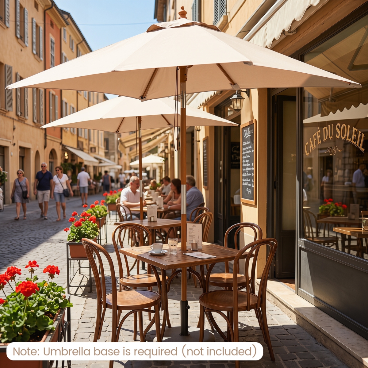 NP13299BE 7 ft. Outdoor Rectangular Patio Umbrella with 3 Adjustable Heights - Beige