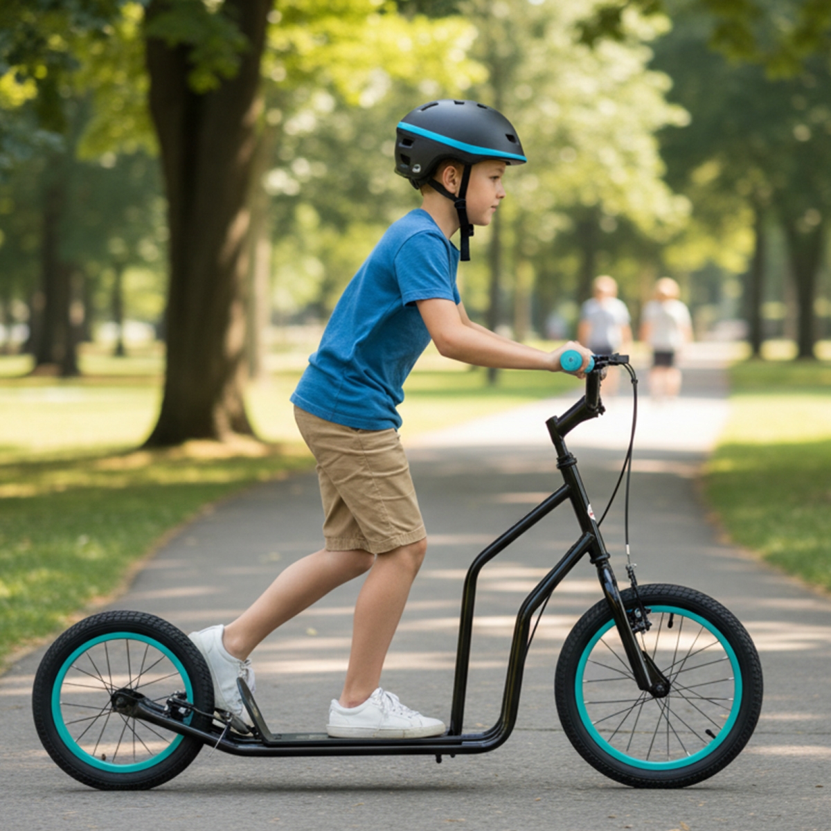 SP38511DK Youth Scooter with Adjustable Handlebar & 16 & 14 in. Inflatable Wheels for Age 8 & Up Years Old - Black