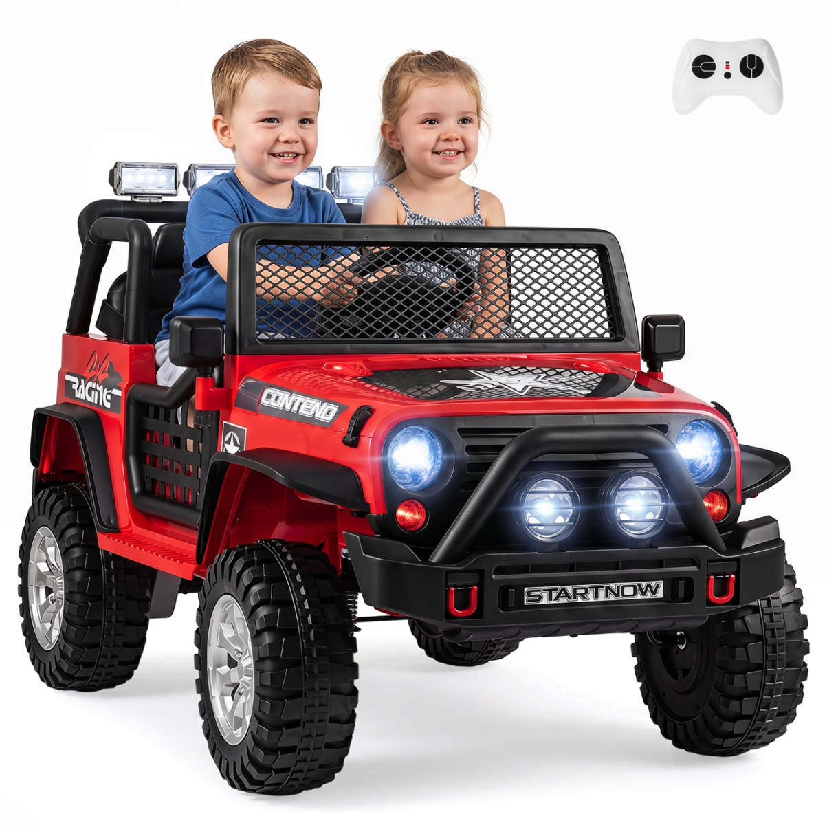 TQ10602US-RE 12V Electric 2-Seater Kids Ride on Car with Parent Remote Control - Red
