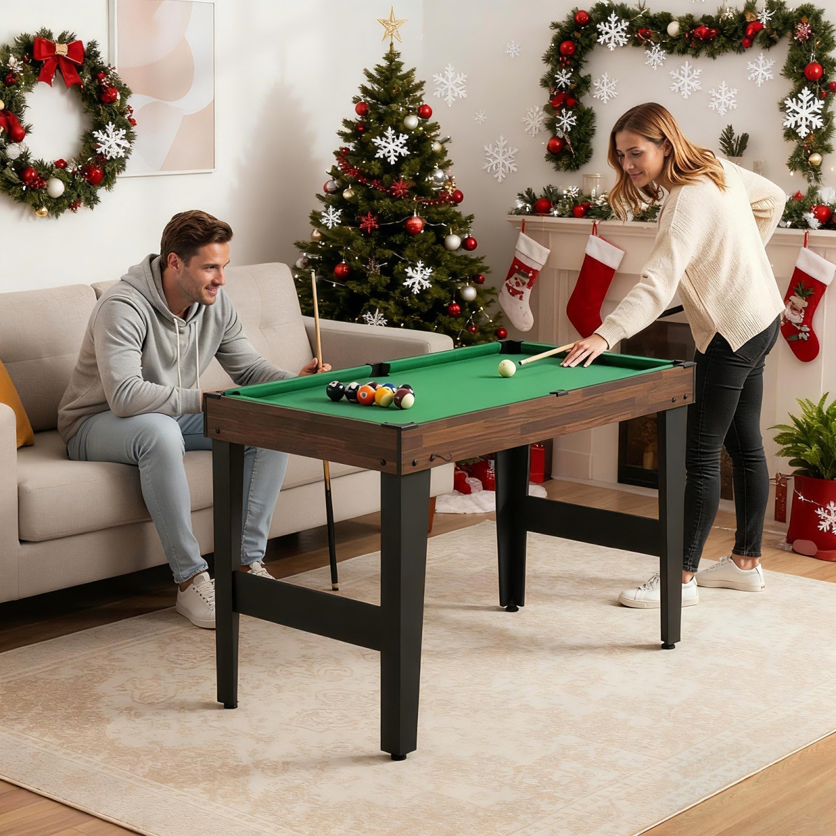 UY10243BN 10-in-1 Combo Game Table Set 50 in. Multi-Game Table with Foosball - Brown