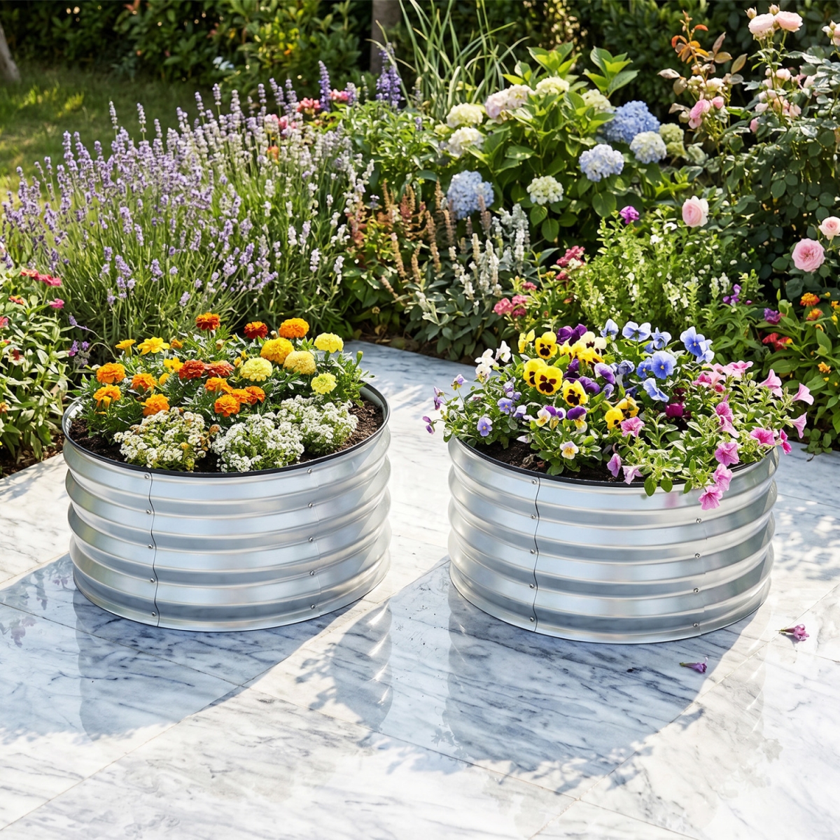 GT4662SL-2 Galvanized Raised Garden Bed Kit with Open-Ended Base - Silver - Pack of 2