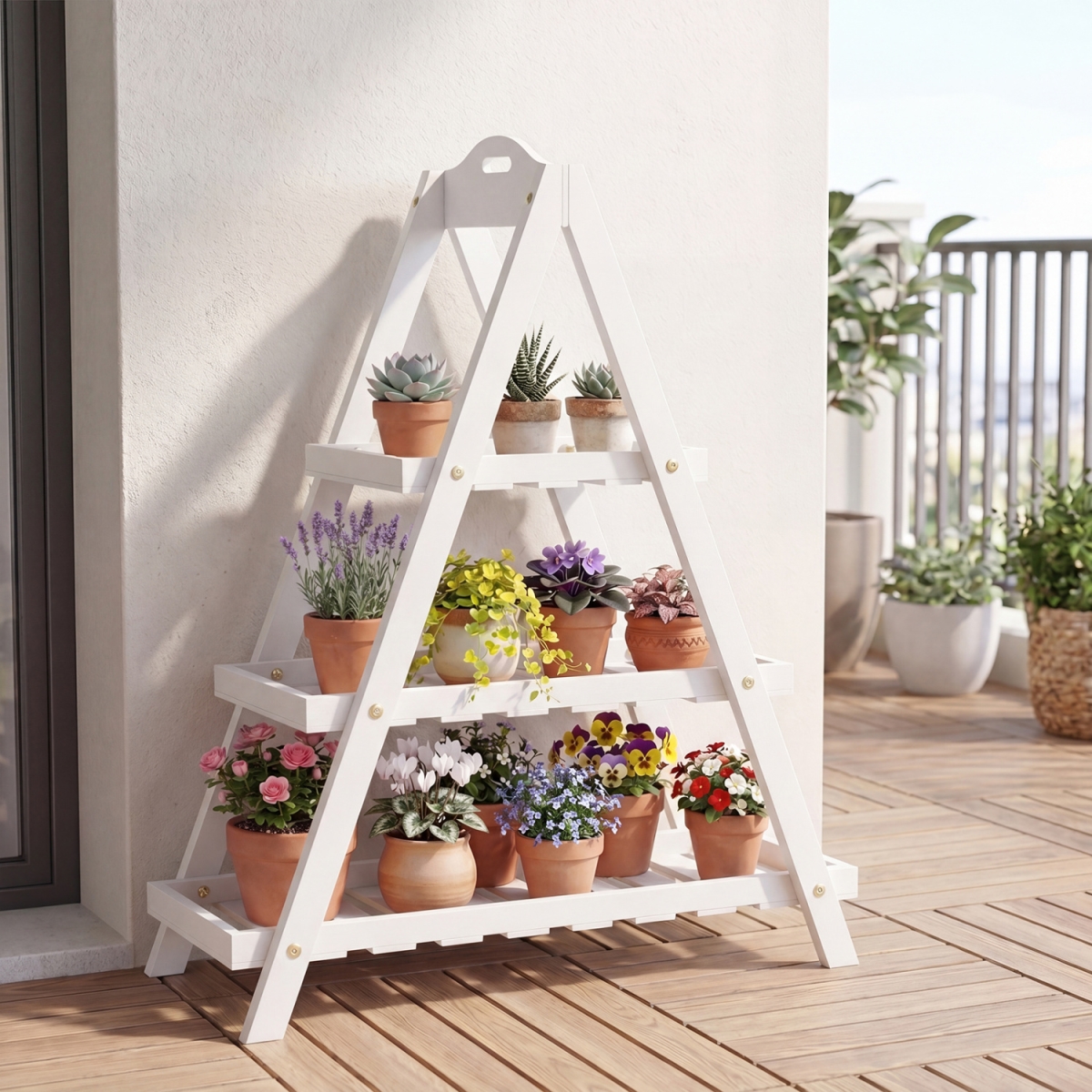 GT4833WH 3-Tier Plant Stand Flower Pot Display Shelf - White