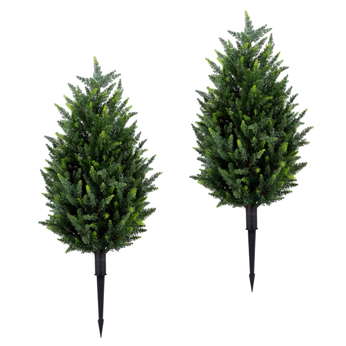 HZ10572-2 3 ft. Artificial Cypress Topiary Trees with Ground Spikes for Indoor Outdoor - Pack of 2