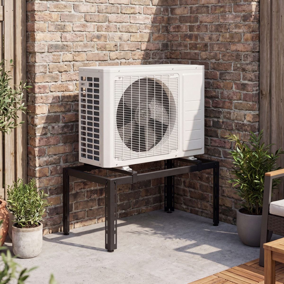 TD10066DK-L Adjustable Mini Split Ground Stand for 9000-36000 BTU Ductless Air Conditioners Heat Pump - Black