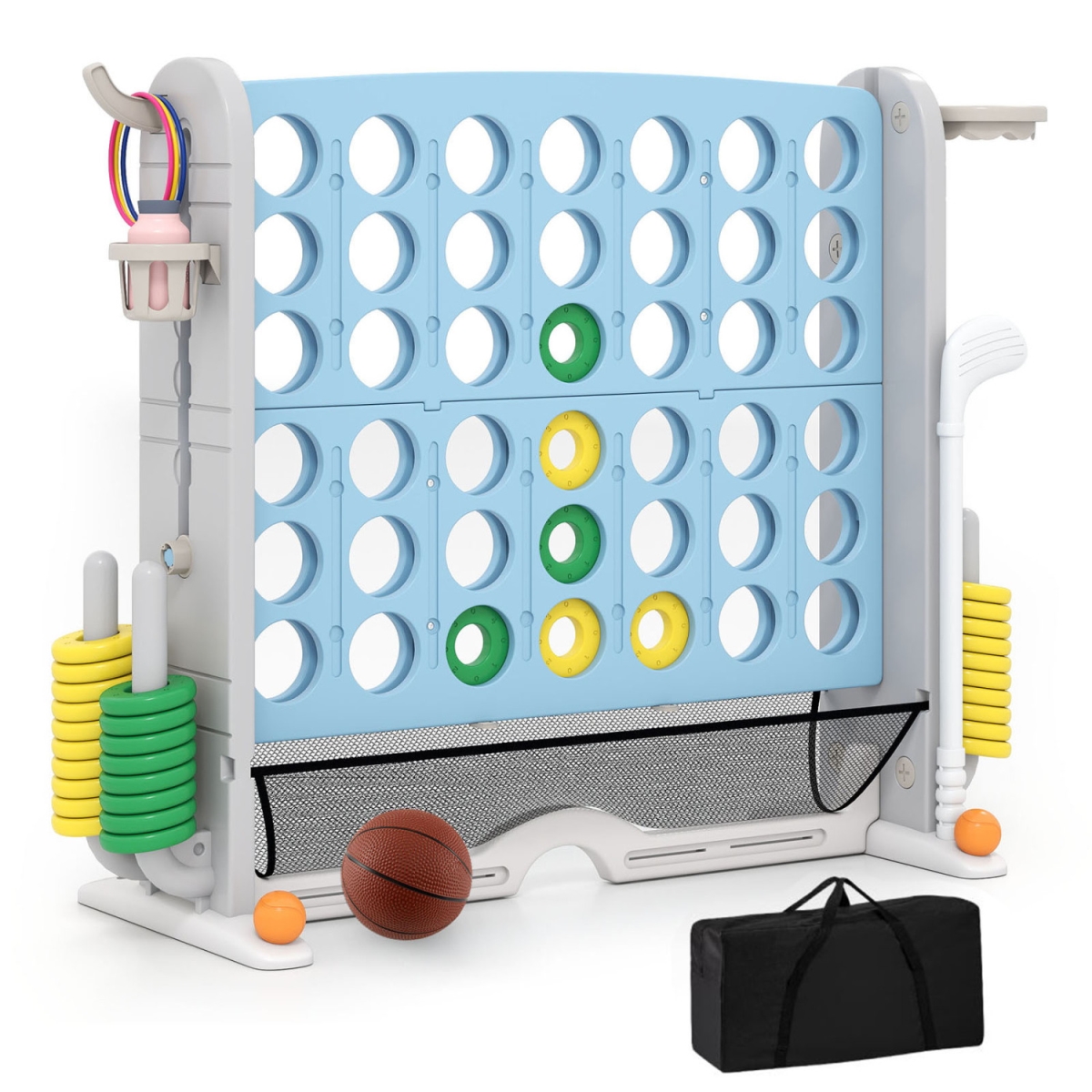 UY10261QL Giant 4-in-A-Row Game Set Jumbo 4-to-Score Game with Storage Bag - Blue