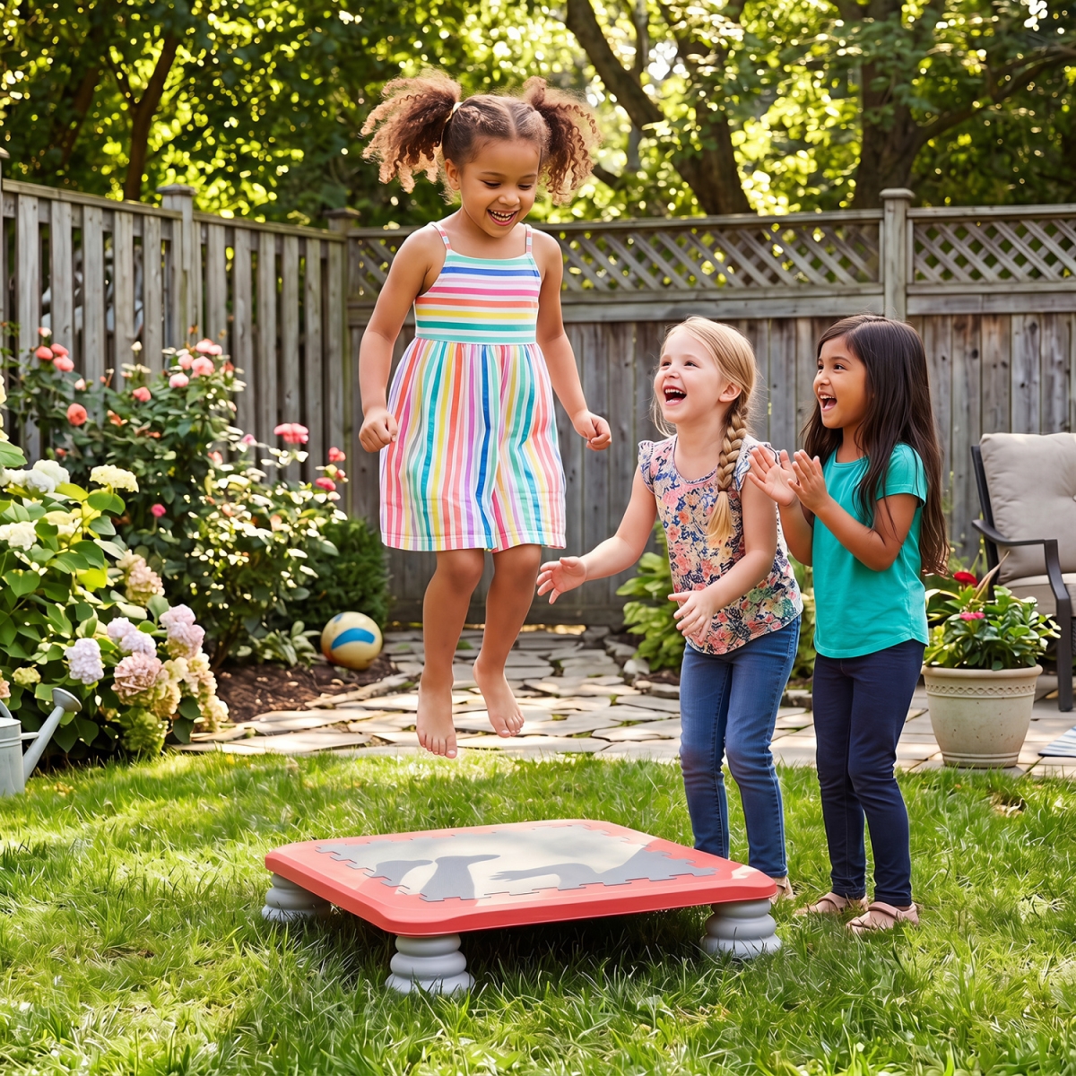 UY10312RE 25.5 in. Kids Mini Trampoline with 4 Removable & Non-Slip Foot Pads - Red