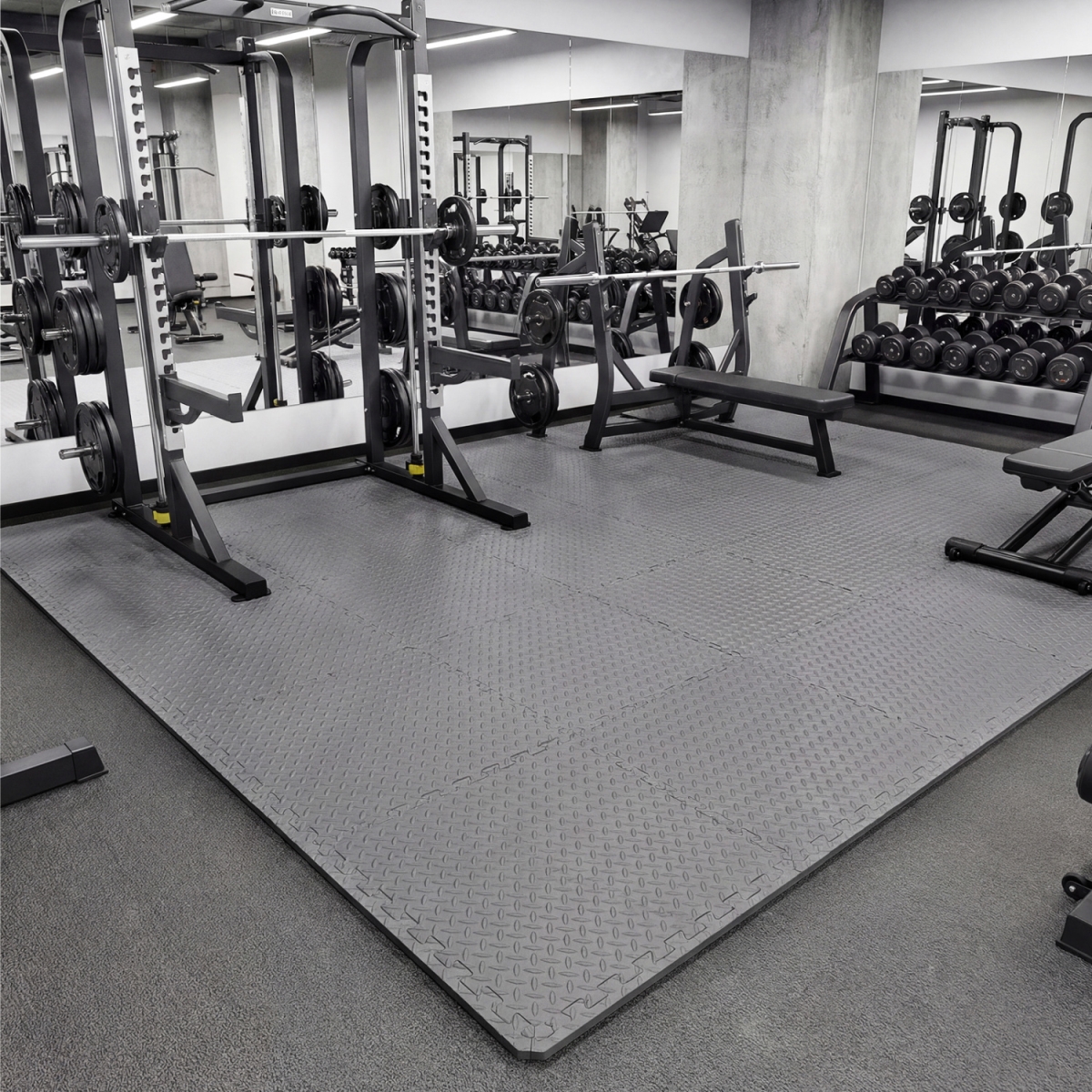 HW66511GR-24 24 Tiles 0.5 in. Puzzle Exercise Floor Mats - Gray