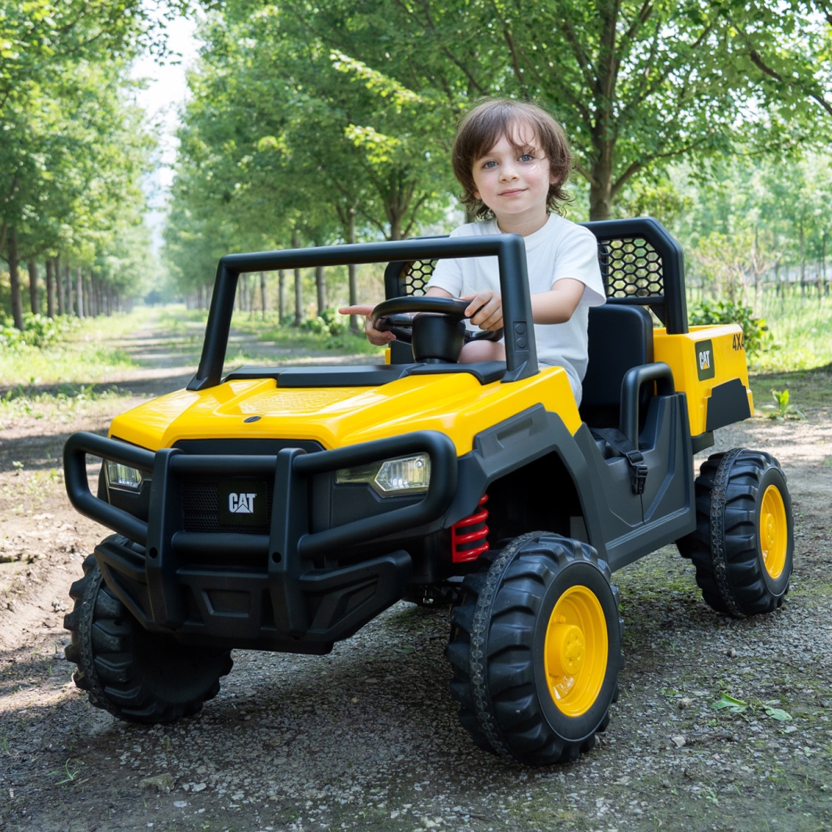 TQ10603US-YW 24V Ride on Dump Truck Licensed Caterpillar 2-Seater for Girls Boys - Yellow & Black
