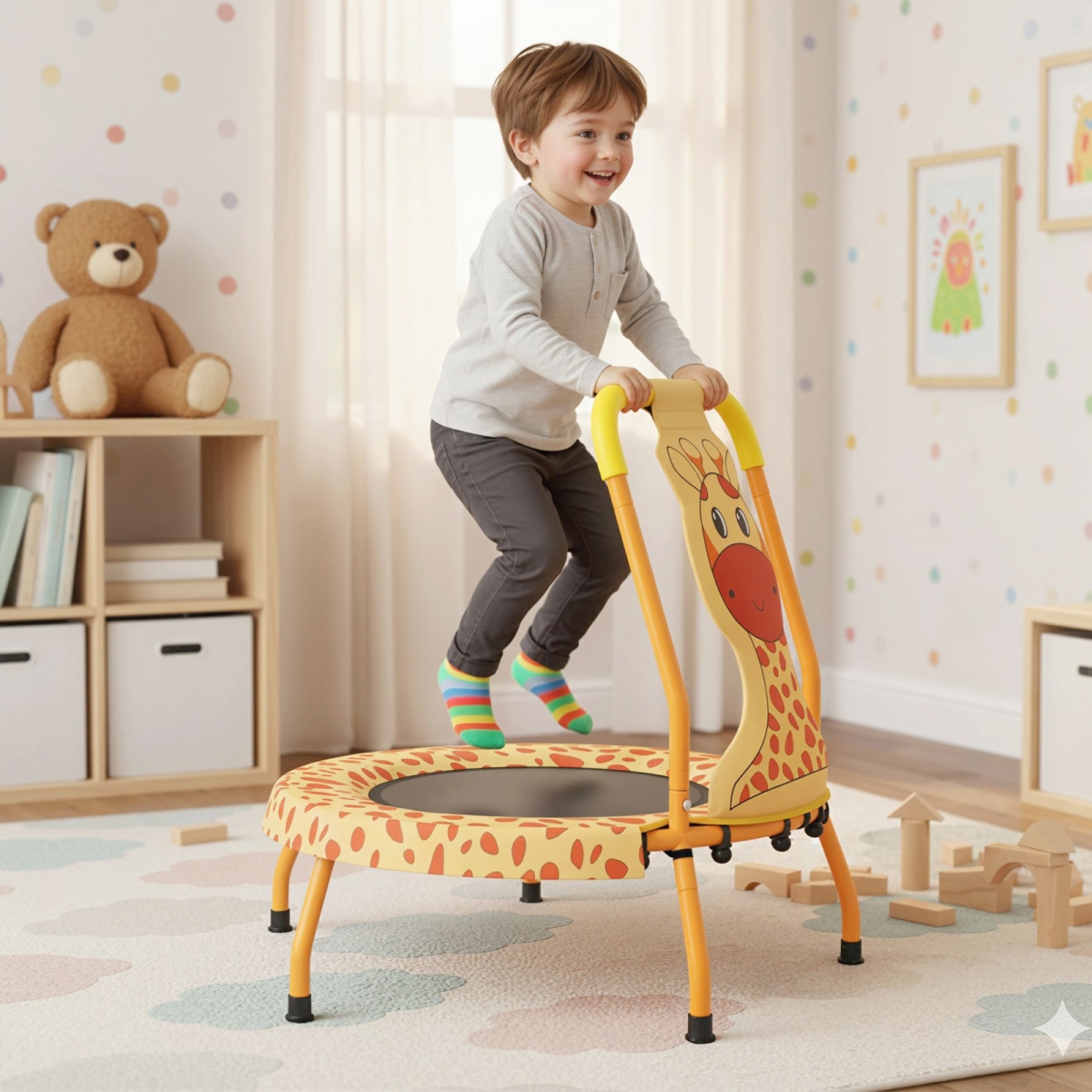 TW10147OR Mini Trampoline for Toddlers with Foam Padded Handle & Safety Padded Cover - Orange