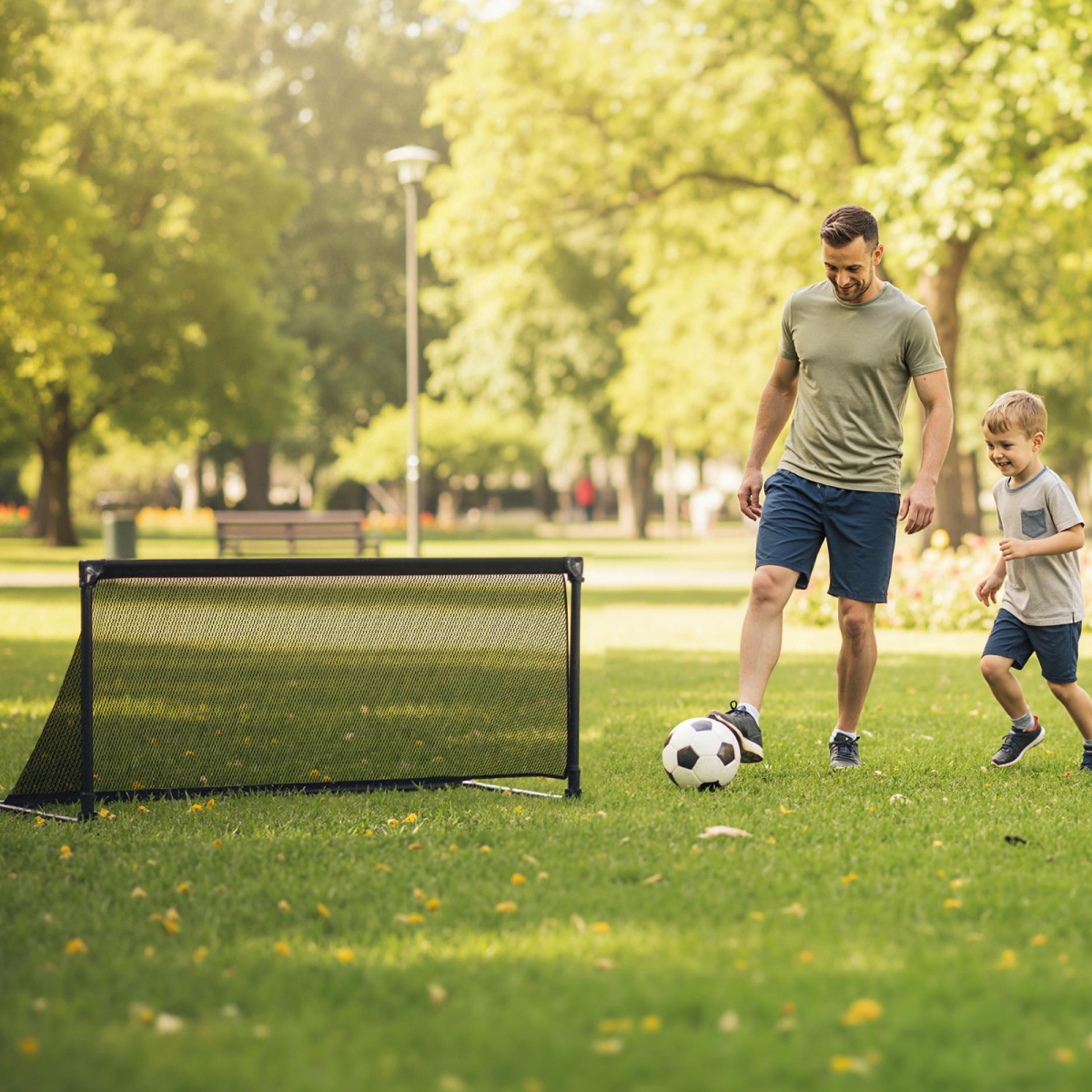 SP38528-M Portable POP Up Toddler Soccer Net with Metal Frame - Black - Medium