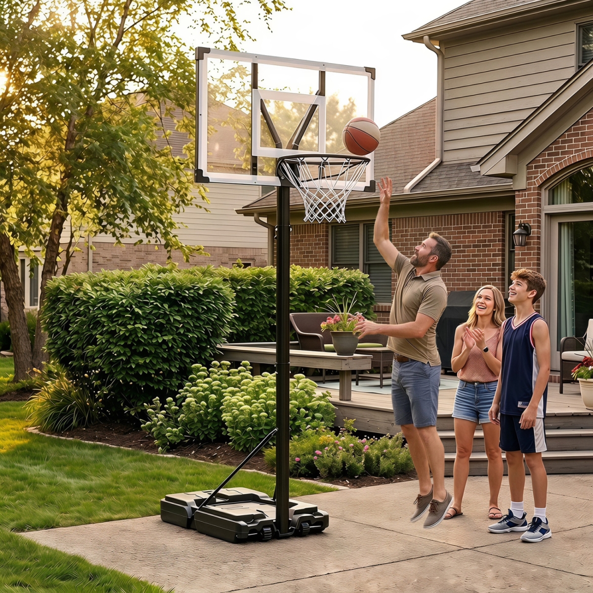 SP38581 Portable Basketball Hoop with 4.43-10 ft. Adjustable Height - Black
