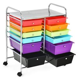 HW56500MT 12 Drawer Rolling Cart Storage Scrapbook Paper Organizer Bins, Deep Multi Color