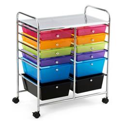 HW56500RB 12 Drawer Rolling Cart Storage Scrapbook Paper Organizer Bins, Multi Color