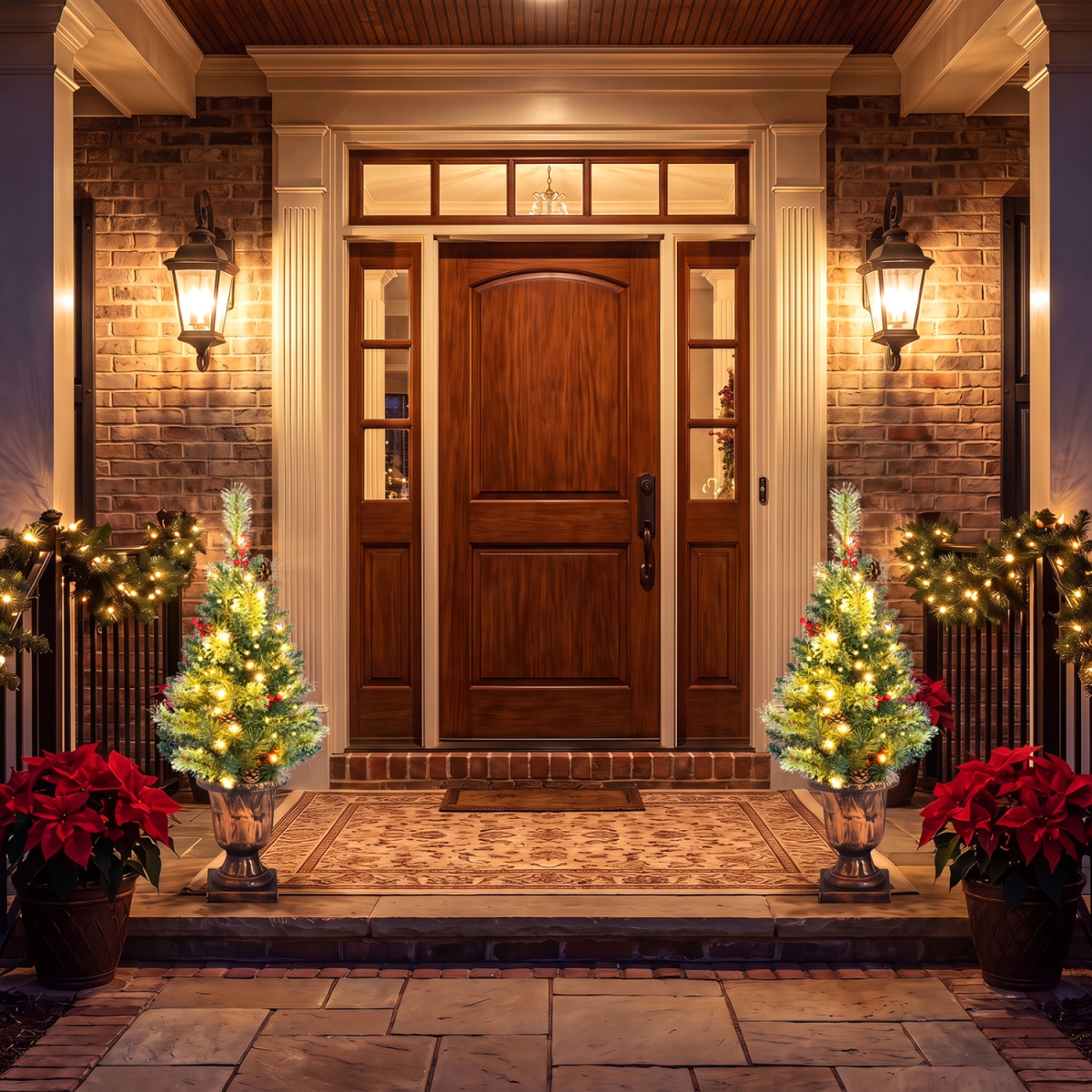 2-CM20674 3 ft. Christmas Tree Pre-Lit Tabletop Artificial Entrance Tree with 40 LED Lights - Set of 2