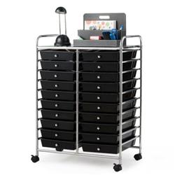 HW56501BK 20 Drawer Storage Rolling Cart Studio Organizer, Black -  Total Tactic