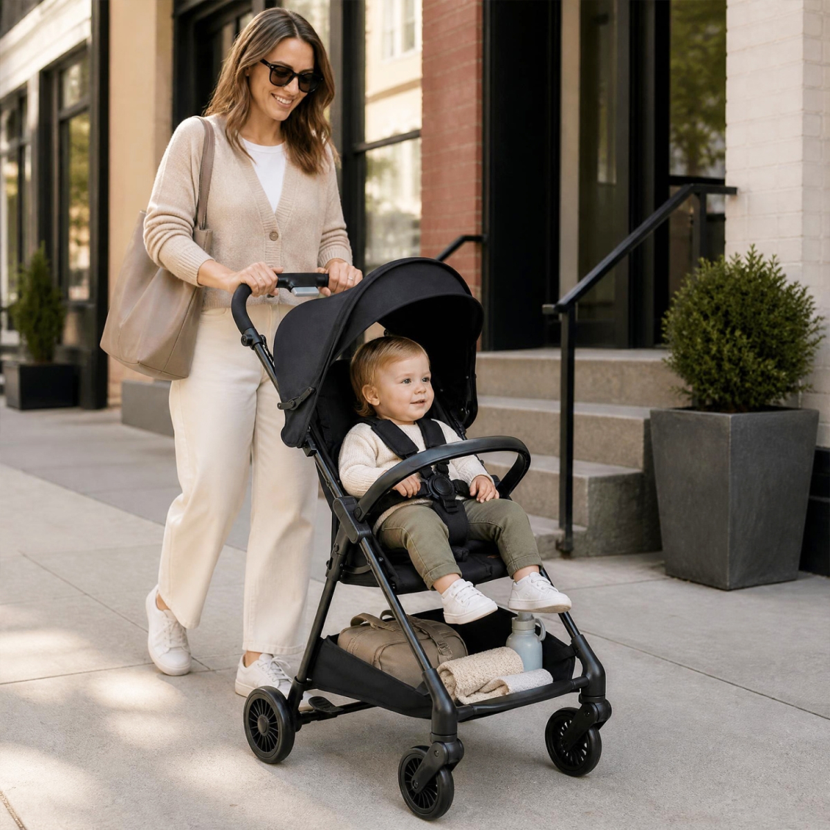 BC10364BK Lightweight Travel Stroller with Canopy & Under-Seat Basket for Baby & Toddler - Black