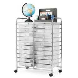 HW56501CL 20 Drawer Storage Rolling Cart Studio Organizer, Clear -  Total Tactic