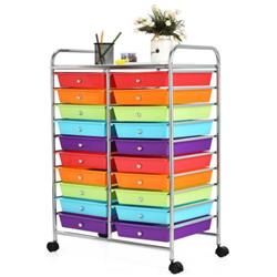 HW56501MT 20 Drawer Storage Rolling Cart Studio Organizer, Multi Color