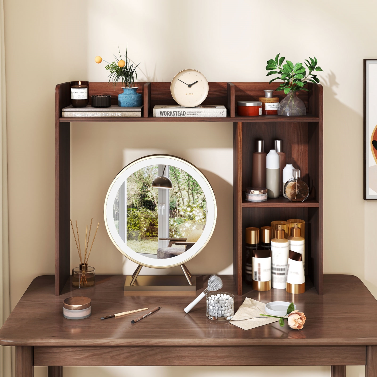 CB10654HT 3-Tier Multipurpose Desk Bookshelf with 4 Shelves - Walnut