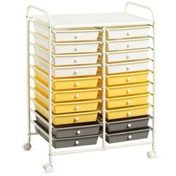 20 Drawer Storage Rolling Cart Studio Organizer, Yellow