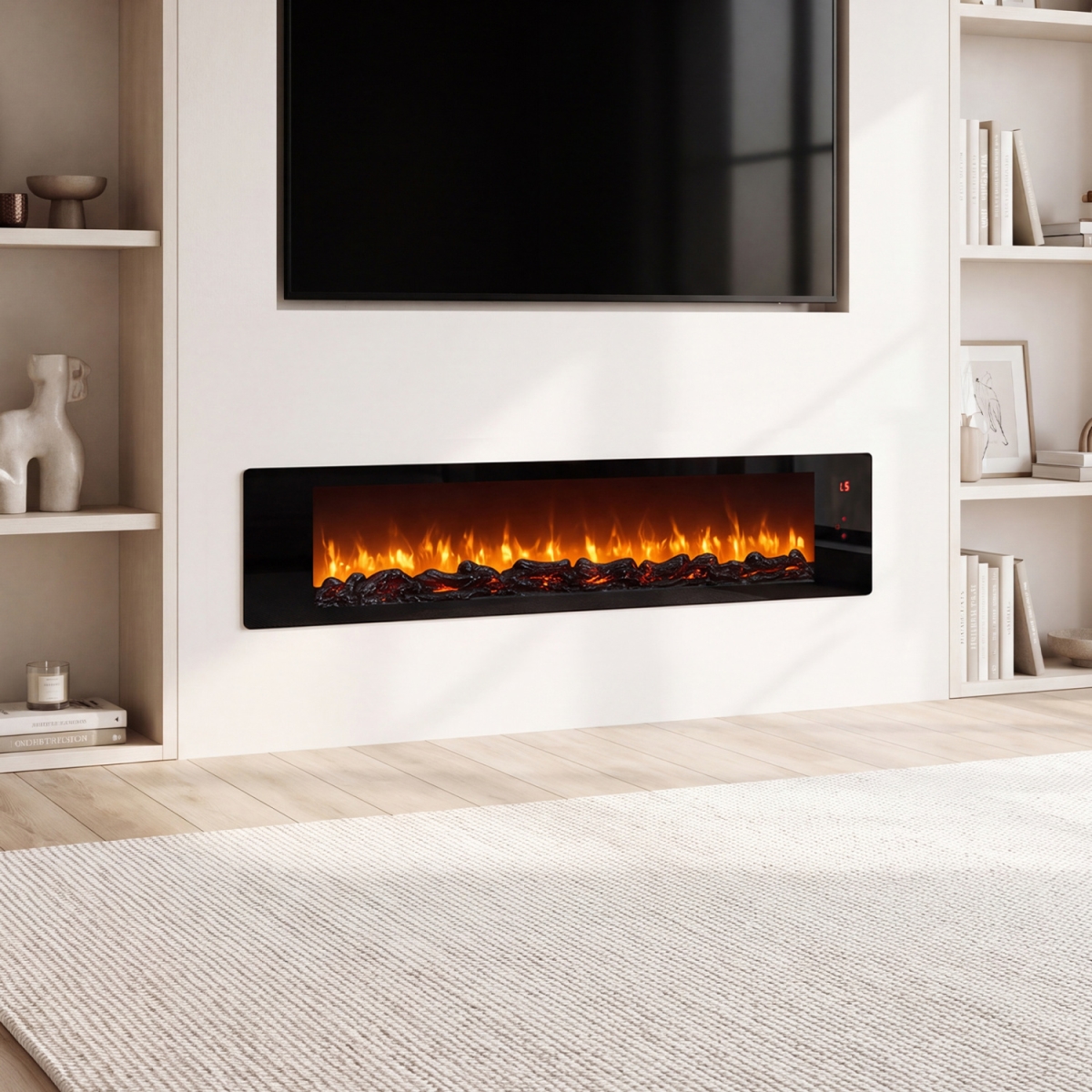 FP11282US-36 36 in. Electric Fireplace with 5-Level Adjustable Brightness & Speed - Black