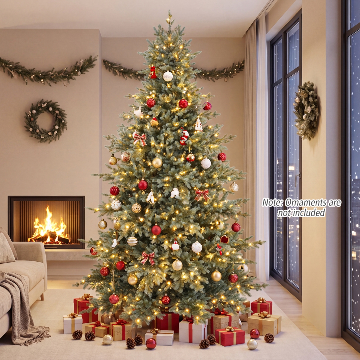 CM25624US-24 8 ft. Pre-Lit Artificial Christmas Tree with 630 Warm White LED Lights
