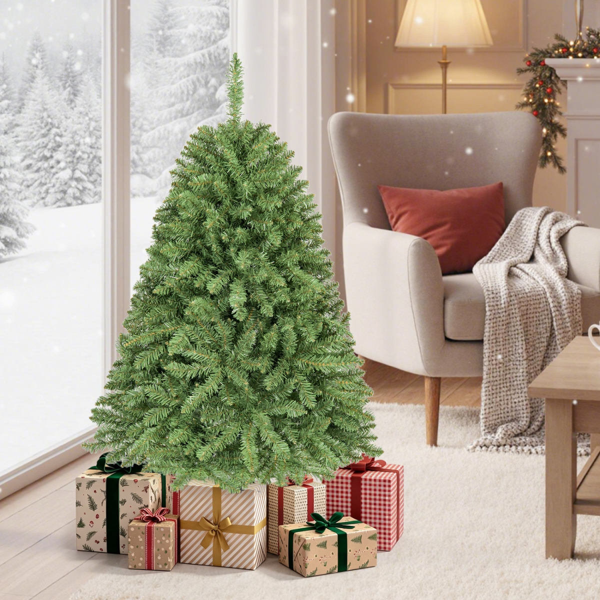 CM25853GN-XXS 4 ft. Artificial Christmas Tree with Easy-Setup Hinges