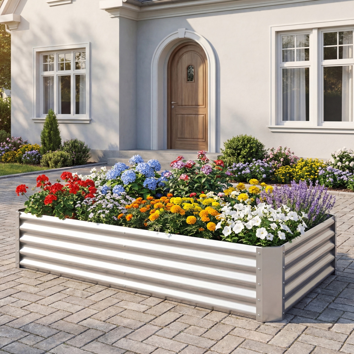 GT4774SL 6 x 3 x 1 ft. Galvanized Raised Garden Bed with Open-Ended Base - Silver