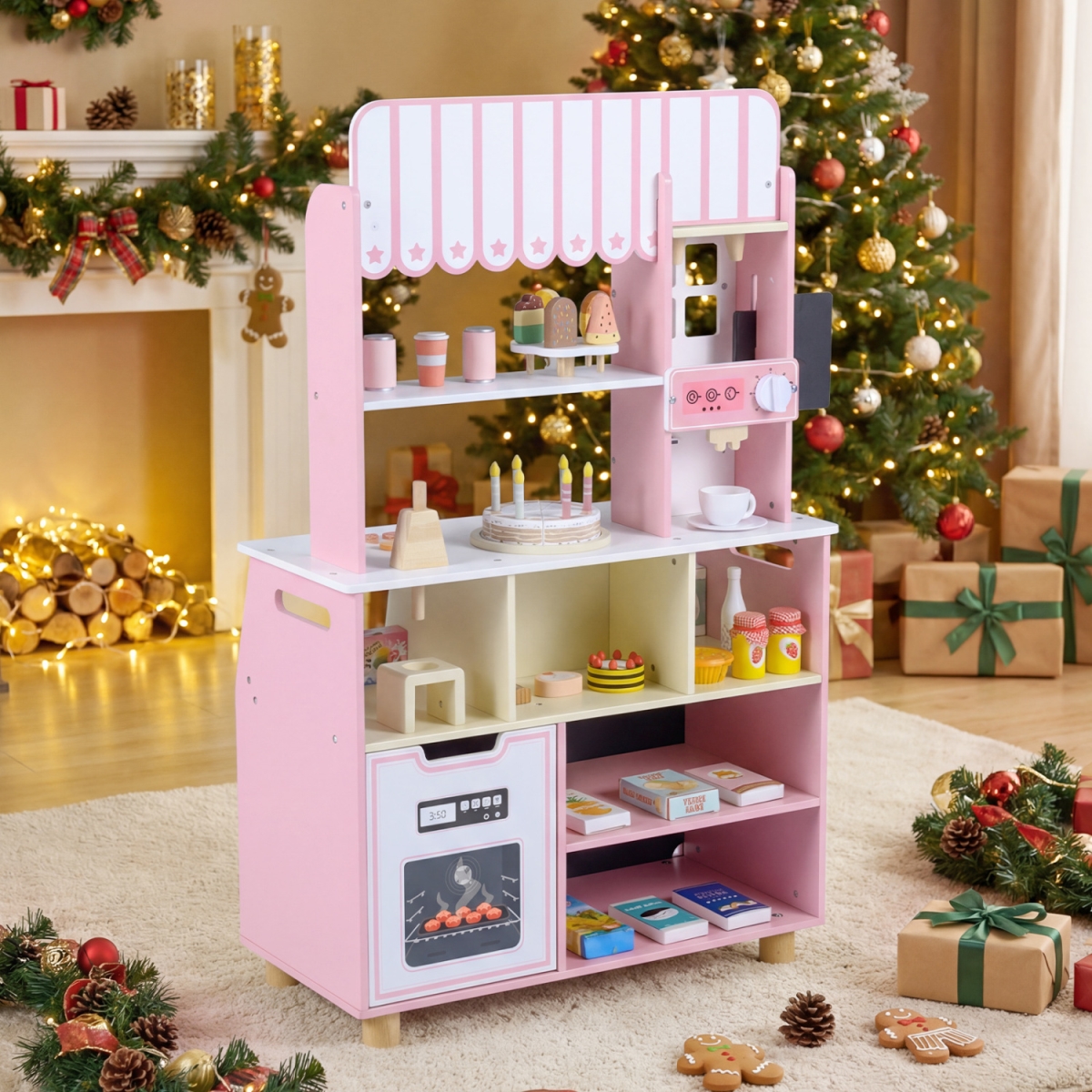 TM10220PI Kids Ice Cream Shop with 27 Accessories & Ice Cream Machine for Ages 3 & Up - Pink